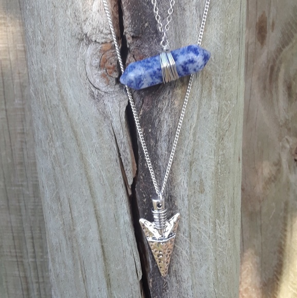 3 layer natural stone necklace - Picture 4 of 5